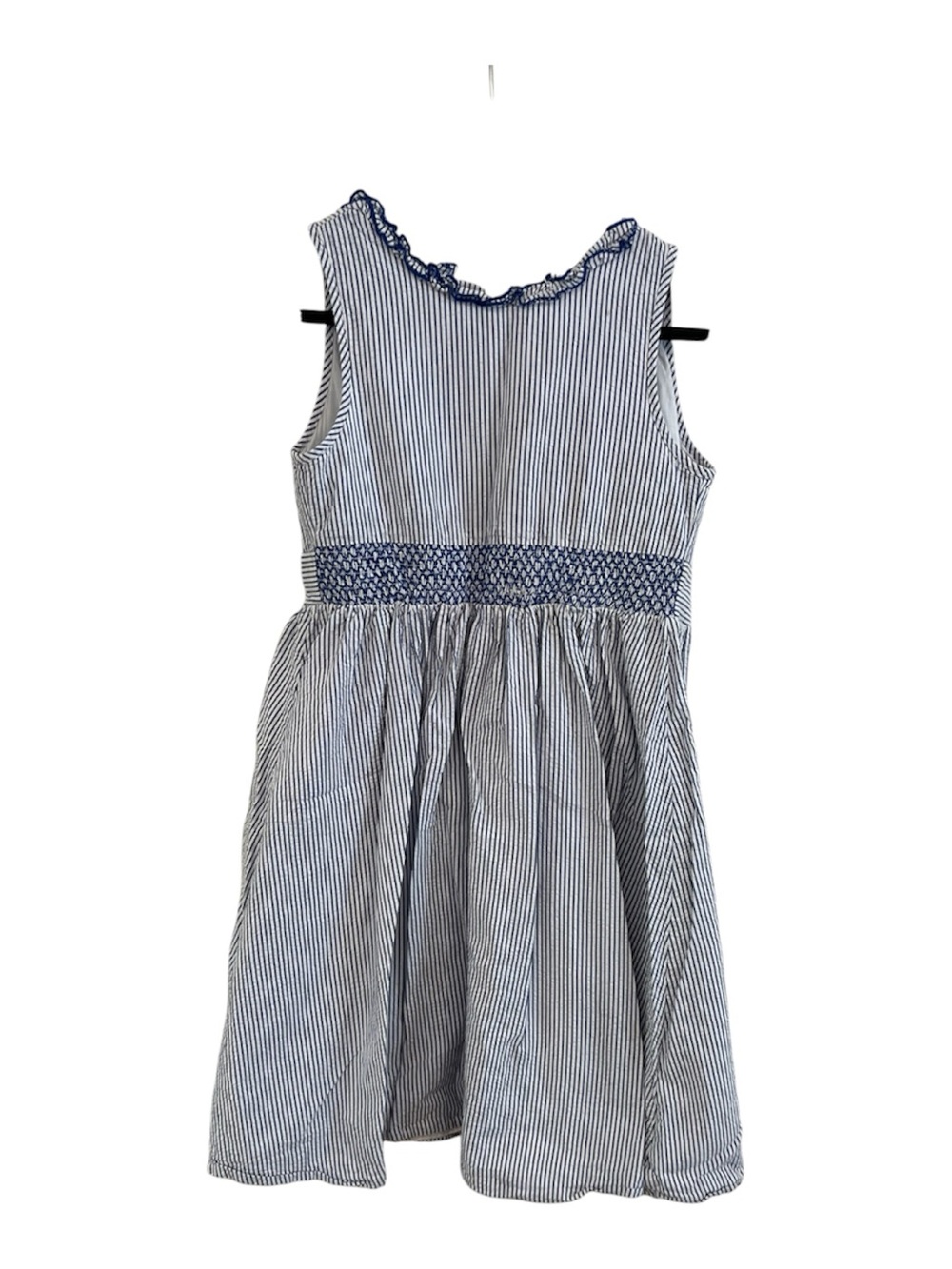 Janie and Jack Navy and White Striped Ruffle Neck Dress